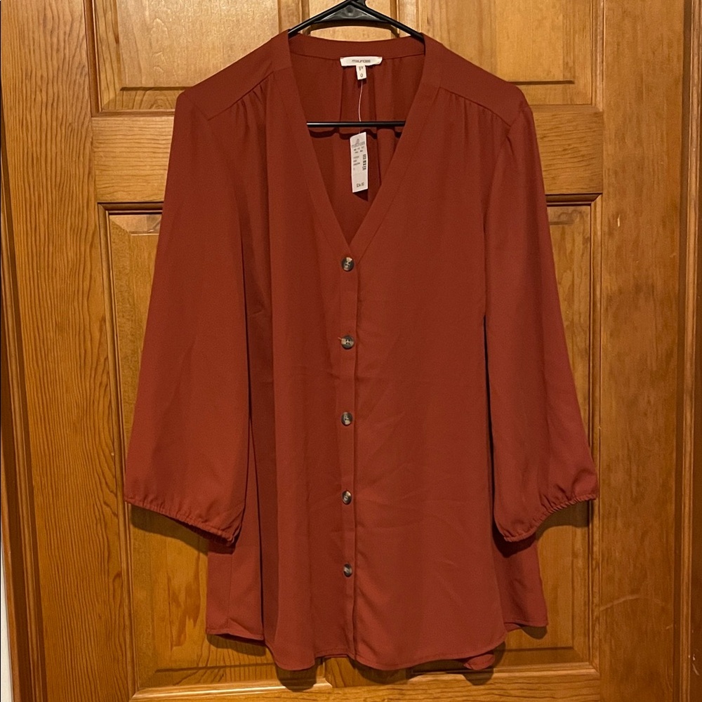 Maurices Terracotta Button-Up Blouse